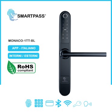 MONACO Maniglia Elettronica, Digitale, Intelligente, Nero