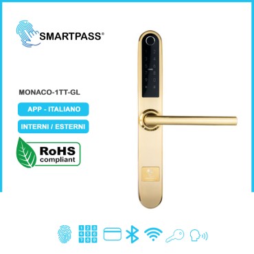 MONACO Maniglia Elettronica, Digitale, Intelligente, Oro