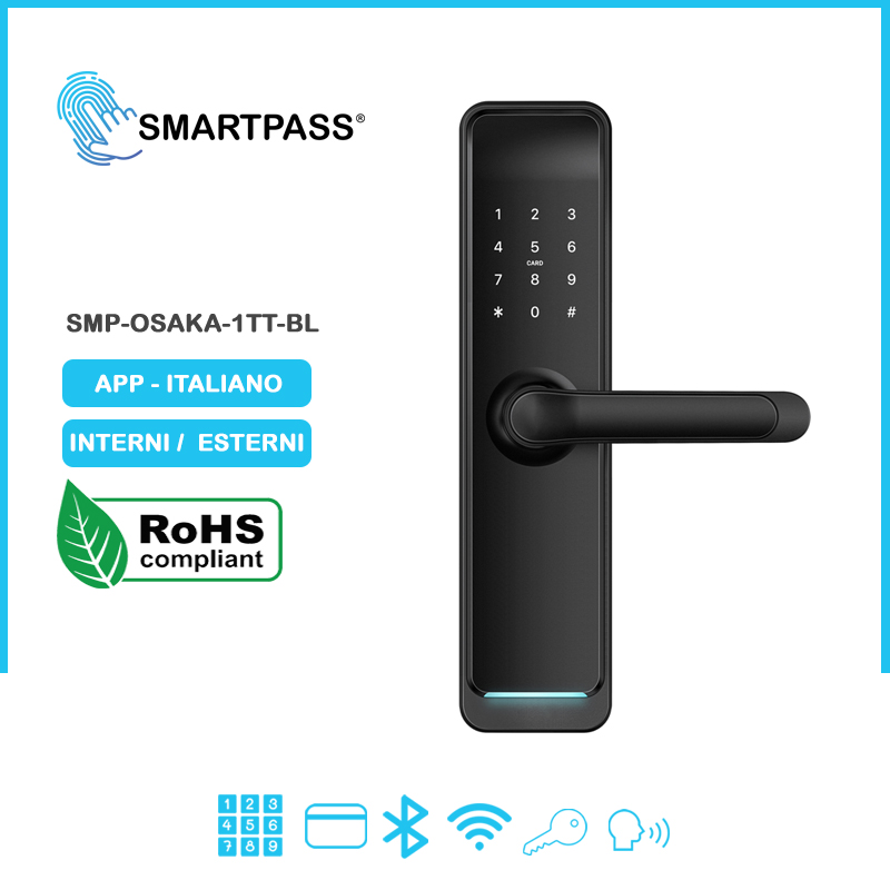 OSAKA Serratura Elettronica, Intelligente, Smart, Nero
