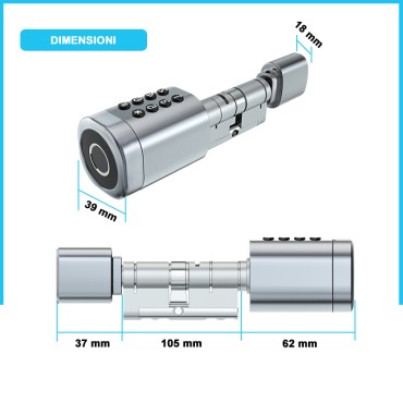 SEATTLE PLUS 95 Serratura Elettronica Smart Cilindro, Argento