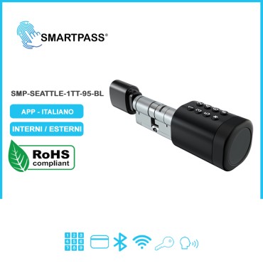 SEATTLE 95 Serratura Elettronica Smart Cilindro, Nero